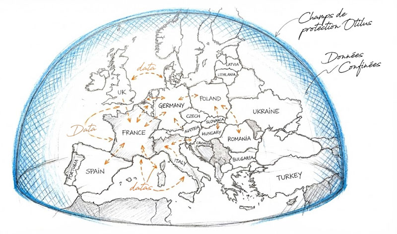 Avec Otilus, vos données restent hébergées en France, au sein de l’Europe.