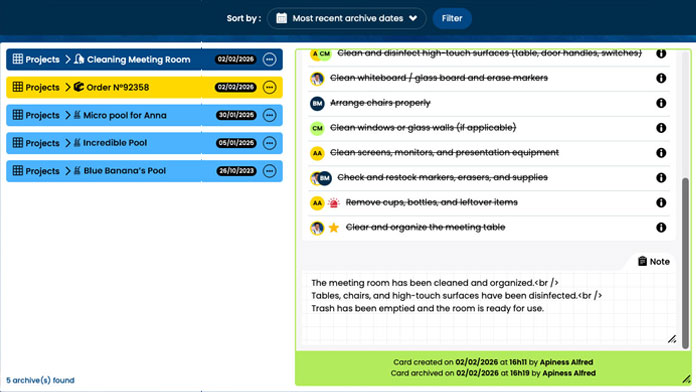 Archivez vos projets et conservez leur historique sur le long terme dans Otilus.