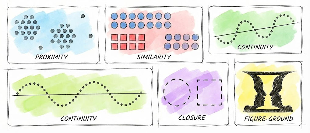 Otilus s’appuie sur les lois de la Gestalt pour structurer visuellement l’information.